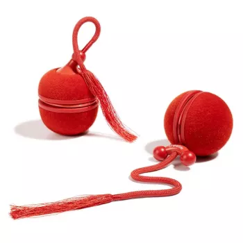 Cheerble WICKED BALL DUO2-VINTAGE RED intelligent interactief huisdierspeelgoed, 2 ballen, USB-C-laden, IP65 spatwaterdicht, 3 speelmodi, voor katten & kleine honden