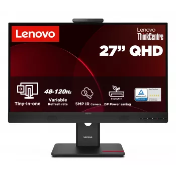 Lenovo ThinkCentre Tiny-in-One 27 Gen6 27 inch UHD IPS monitor met ingebouwde webcam, luidsprekers en USB-hub