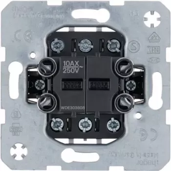 Hager WDE303808 dubbele wisselschakelaar-inzet, 2-voudig, 10AX, inbouw, gescheiden ingangen