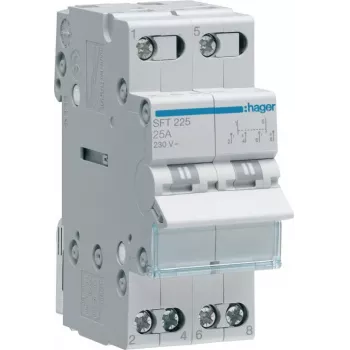 Hager SFT225 modulaire omschakelaar I-0-II, 2P, 25A, 230V AC, DIN-rail