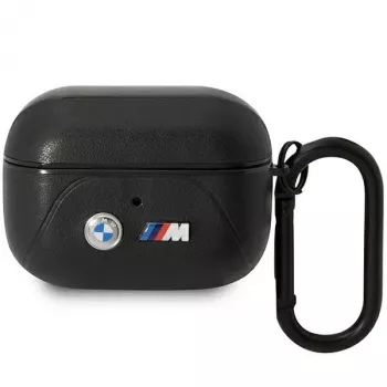 BMW AirPods Pro leren hoesje met golvend lijnendesign - zwart