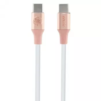 GUESS GUCCLALRGDP USB-C naar USB-C snellaadkabel 1,5 m roze met reliëflogo