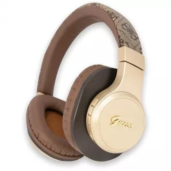 GUESS 4G Script Metal Logo draadloze on-ear hoofdtelefoon Bluetooth 5.3 bruin