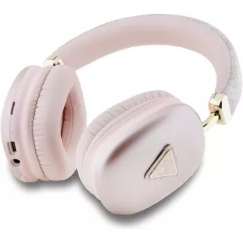 GUESS PU-leer 4G Triangle Logo Bluetooth stereohoofdtelefoon roze