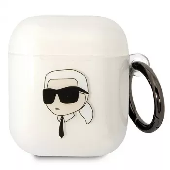 Karl Lagerfeld KLA2HNIKTCT transparant AirPods 1/2 hoesje met Karl's Head design