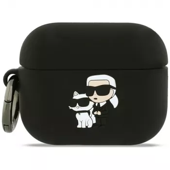 Karl Lagerfeld siliconen Karl & Choupette Head 3D hoesje voor AirPods Pro 3, Zwart