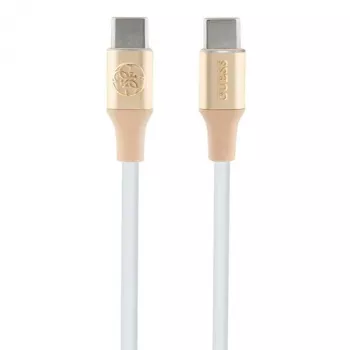 GUESS GUCCLALRGDD USB-C naar USB-C kabel 1,5 m snelladen lichtgoud reliëflogo