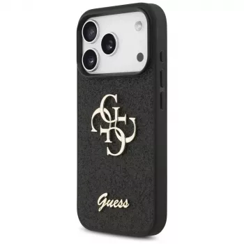 GUESS Fixed Glitter Big 4G hoesje voor iPhone 18 Pro / 17 Pro - zwart