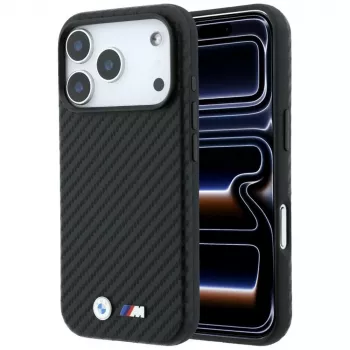 BMW M Carbon Metal Logo MagSafe-hoesje voor iPhone 18 Pro / 17 Pro – zwart
