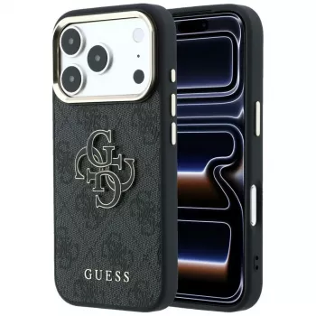 GUESS 4G & Big Resin Logo case voor iPhone 17 Pro / 18 Pro - zwart