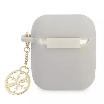 Guess GUA2LSC4EG AirPods 1/2 hoesje grijs siliconen hanger 4G collectie