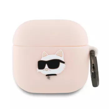Karl Lagerfeld siliconen Choupette hoofd 3D hoes voor AirPods 4 - roze