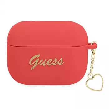 GUESS AirPods Pro-hoesje rood siliconen Charm Heart Collection