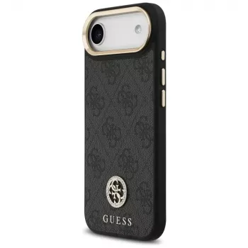 GUESS 4G Strass Logo MagSafe-hoesje voor iPhone Air met metalen knoppen en polsbandje - zwart