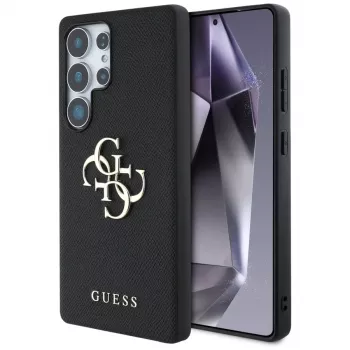 GUESS Grained Big 4G Logo Small Classic Logo hoesje voor Samsung Galaxy S25 Ultra - zwart