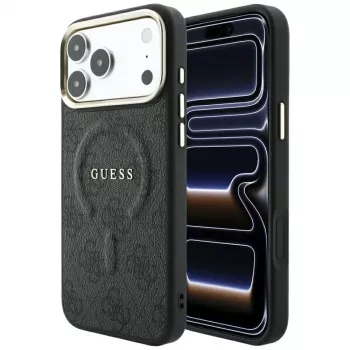 GUESS Embossed 4G Classic MagSafe-hoesje voor iPhone 17 Pro Max / 18 Pro Max - zwart