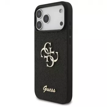 GUESS Fixed Glitter Big 4G hoesje voor iPhone 18 Pro Max / 17 Pro Max - zwart