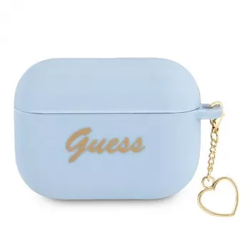 Guess GUAPLSCHSB AirPods Pro hoesje blauw siliconen Charm Heart Collection