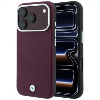 BMW Signature Collection Schuin Geprinte Letters MagSafe-hoesje voor iPhone 15 Pro - Bordeauxrood