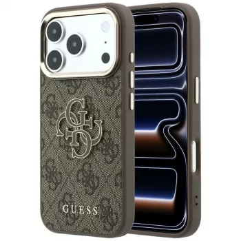 GUESS 4G & Big Resin Logo hoesje voor iPhone 17 Pro / 18 Pro - Bruin