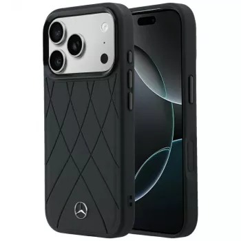 Mercedes-Benz Lederen Crossed Lines MagSafe-hoesje voor iPhone 18 Pro / 17 Pro - Zwart