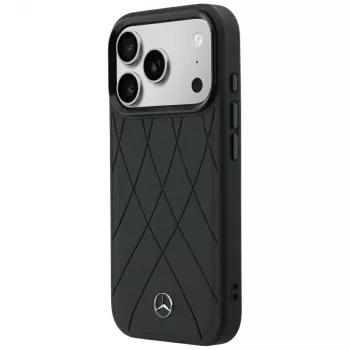 Mercedes-Benz Lederen Crossed Lines MagSafe-hoesje voor iPhone 18 Pro / 17 Pro - Zwart