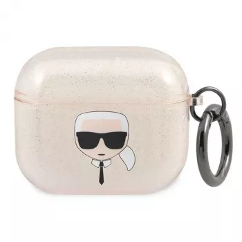 Karl Lagerfeld KLA3UKHGD AirPods 3 hoesje glitter goud Karl's Head