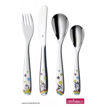 WMF Unicorn kinderkunstbestek-set 4-delig zilver