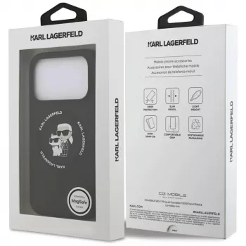 Karl Lagerfeld siliconen Karl & Choupette Ring MagSafe hoes voor iPhone 17 Pro Max - zwart