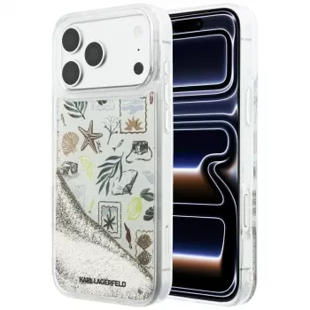Karl Lagerfeld Liquid Glitter Beach & Sand hoes voor iPhone 18 Pro Max / 17 Pro Max – beige