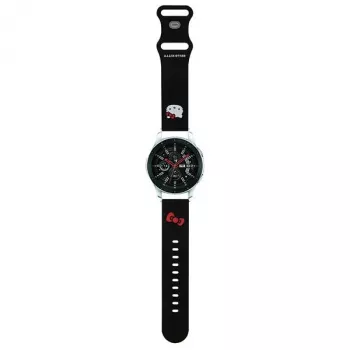 Hello Kitty siliconen armband met Kitty-kop voor smartwatches, 22 mm, zwart