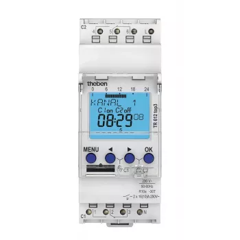 THEBEN TR612top3 Digitale Tijdschakelaar 2-kanaals weekprogramma DIN-rail met 10 jaar gangreserve