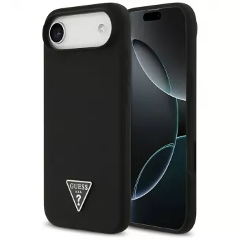 GUESS Siliconen Triangle Logo MagSafe-hoesje voor iPhone Air, Zwart