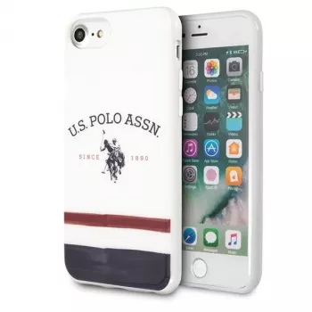 U.S. POLO ASSN. USHCI8PCSTRB iPhone 7/8/SE 2020/SE 2022 hoesje wit driekleurenpatroon collectie