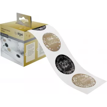 Sigel CS120 Kerstletterstickers, Zwart/Goud/Zilver, 200 stuks