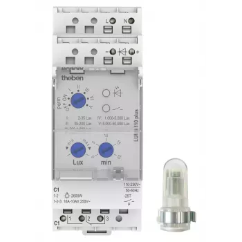 THEBEN LUNA 110 plus AL schemerschakelaar met opbouw lichtsensor, 2-50000 lx, 0-20 min vertraging, 1 wisselcontact