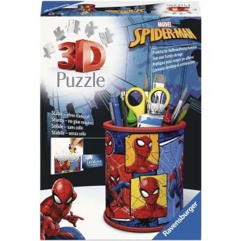 RAVENSBURGER 3D puzzel pennenhouder Spider-Man - 54 stukjes, officieel Marvel, Easy Click