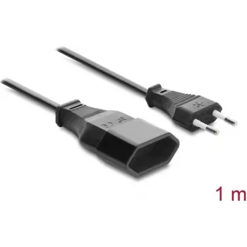 Delock europlug-verlengkabel CEE 7/16 stekker naar contrastekker 2 x 0,75 mm², 1 m, zwart