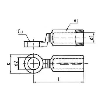 Klauke 370R12 bimetaal-verbindingsmof Al-Cu 185 mm², verpakking van 5 stuks
