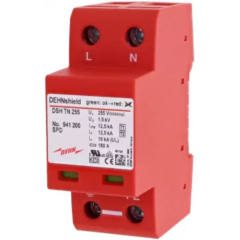 DEHN DSH TN 255 type 1+2 gecombineerde overspanningsbeveiliging voor eenfasige TN-systemen