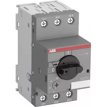 ABB MS116-0.16 motorbeveiligingsschakelaar, 0,1-0,16 A, 3-polig, uitschakelklasse 10, 690V AC, schroefaansluitingen
