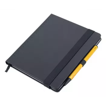 TROIKA BLACK SLIMPAD A5 notitieboek met gele pen