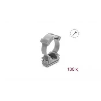 Delock kabelgothouder met vergrendelklem, schroefbaar voor 20 mm kabelbeschermingsslang, 100 stuks, grijs