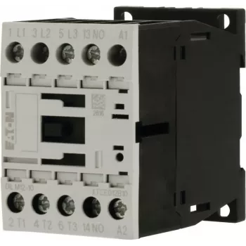 Eaton DILM12-10 3-polige vermogenscontactors, 230 V AC 50 Hz / 240 V AC 60 Hz spoel, 1 NO hulpcontact, 12 A AC-3, 5,5 kW, schroefaansluitingen, DIN-railmontage
