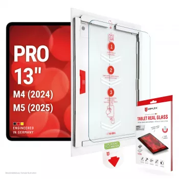 E.V.I. DISPLEX Tablet Real Glass displayschermbescherming voor Apple iPad Pro 13 (2024/2025) - 9H gehard glas, ultraklaar, 2.5D afgeronde randen, oleofobe coating, blaasvrije montage
