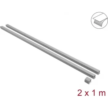 Delock zelfklevende kabelgoot met schuifdeksel 24 x 14 mm, 1 m, 2-pack, grijs, incl. verbinder