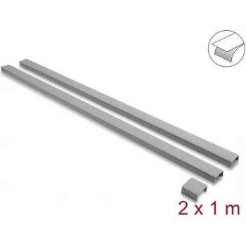 Delock zelfklevende kabelgoot met schuifdeksel 30 x 14 mm, incl. verbinder, 1 m, 2-pack, grijs
