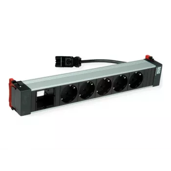 Bachmann POWER FRAME 5x Schuko-stopcontact 1x module-slot 0,2m GST18i3 zwart