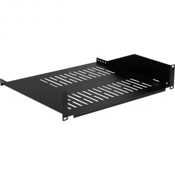 EFB Elektronik 19 inch 2U vast rack-legbord, 400 mm diepte, 22 kg belasting, zwart RAL 9005