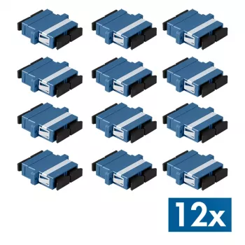 LogiLink glasvezel-adapter SC duplex, 12 stuks, met flens, blauw